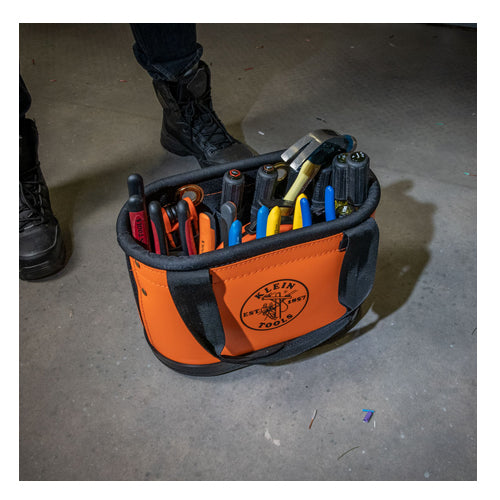 Klein Tools 5144HBS, Hard-Body Bucket, 15-Pocket Oval Bucket, Orange/B ...