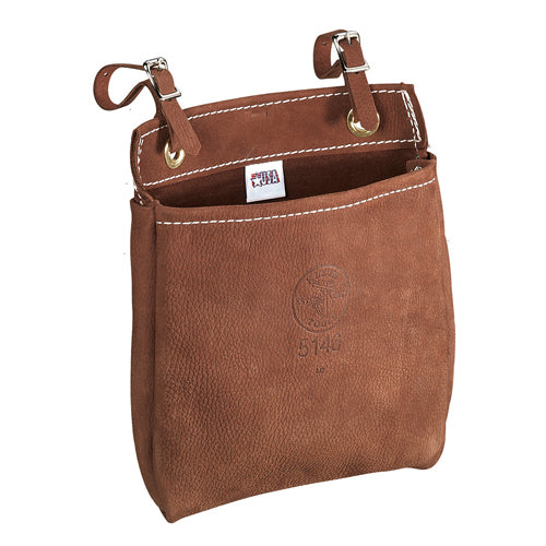 Klein Tools 5146, Tool Bag, Leather All-Purpose Pouch with Belt Straps, 9 x 3 x 8-Inch