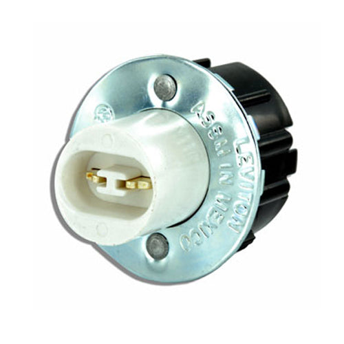 Leviton 523, Standard Fluorescent Lampholder, High-Output Base, Double Contact, Snap-In, Plunger, Quickwire 18AWG Solid or Str Tinned, White