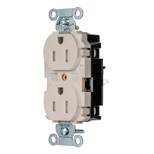 Hubbell-PRO 5262STLATR, EdgeConnect Extra Heavy Duty Duplex Receptacles, Tamper Resistant, Smooth Face, Screwless Terminal, 15A 125V, 5-15R, 2-Pole 3-Wire Grounding, Light Almond