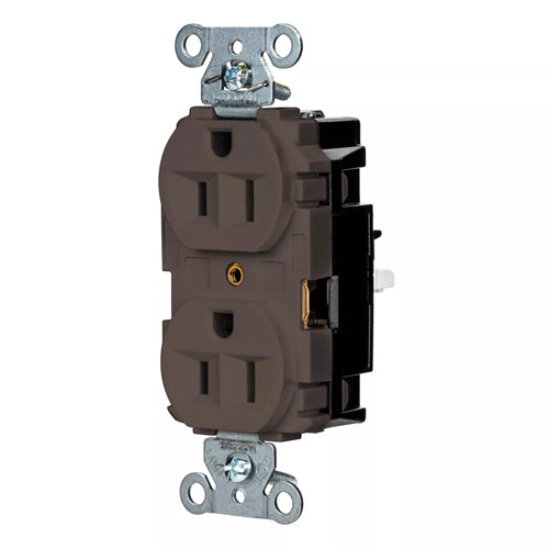 Hubbell-PRO 5262ST, EdgeConnect Extra Heavy Duty Duplex Receptacles, Finder Groove Face, Screwless Terminal, 15A 125V, 5-15R, 2-Pole 3-Wire Grounding, Black