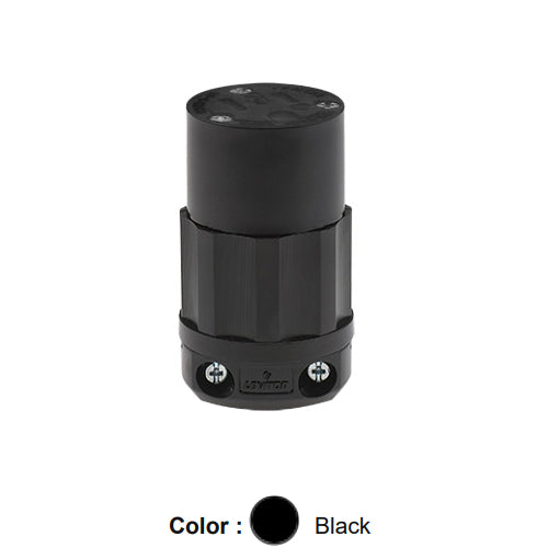 Leviton 5269-CB, Straight Blade Connector, Industrial Grade, 15A 125V, NEMA 5-15R, 2-Pole, 3-Wire, Grounding, Black