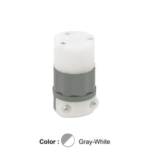 Leviton 5269-CG, Straight Blade Connector, Industrial Grade, 15A 125V, NEMA 5-15R, 2-Pole, 3-Wire, Grounding, Gray/White