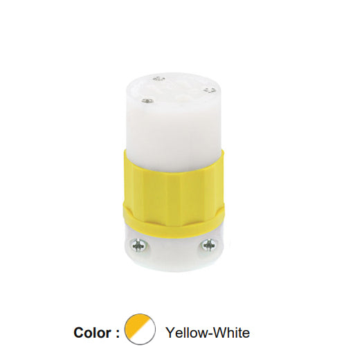 Leviton 5269-CY, Straight Blade Connector, Industrial Grade, 15A 125V, NEMA 5-15R, 2-Pole, 3-Wire, Grounding, Yellow/White