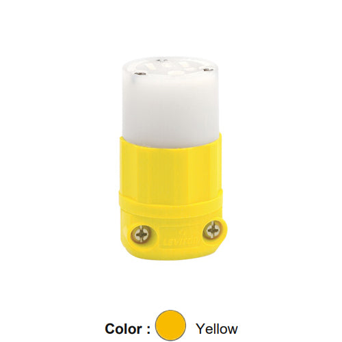Leviton 52CM-69C, Straight Blade Connector, Industrial Grade, Corrosion Resistant, 15A 125V, NEMA 5-15R, 2-Pole, 3-Wire, Grounding, Yellow/White