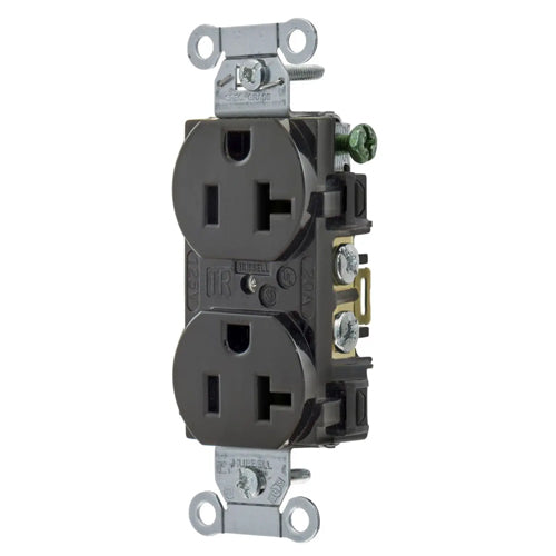 Hubbell-PRO 5352ABLK, Heavy Duty Duplex Receptacles, Smooth Face, Back and Side Wired, 20A 125V, 5-20R, 2-Pole 3-Wire Grounding, Black