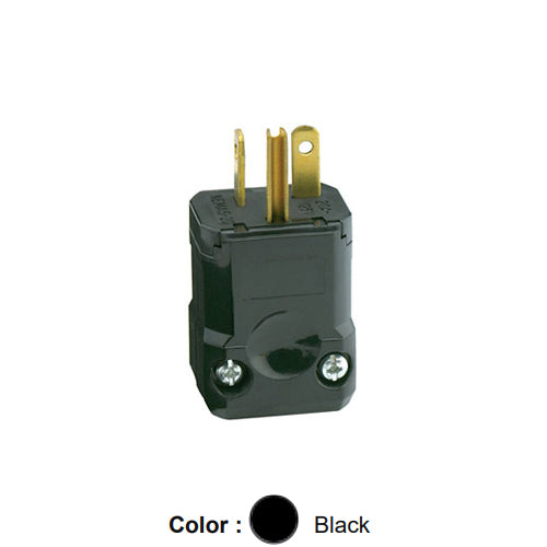 Leviton 5356-VB, Python Straight Blade Plug, Industrial Grade, 20A 125V, NEMA 5-20P, 2-Pole, 3-Wire, Grounding, Black