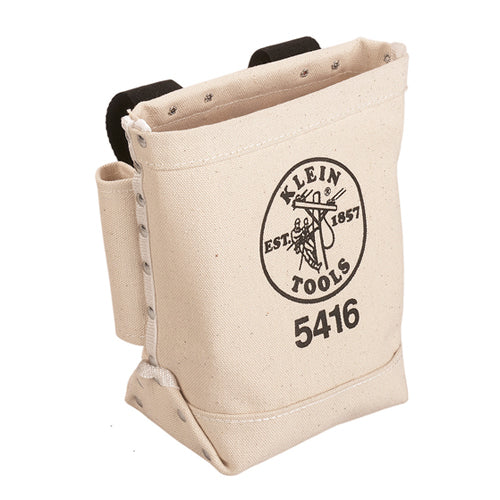 Klein Tools 5416, Tool Bag, Bull-Pin and Bolt Pouch, Belt Strap Connect, 5 x 10 x 9-Inch