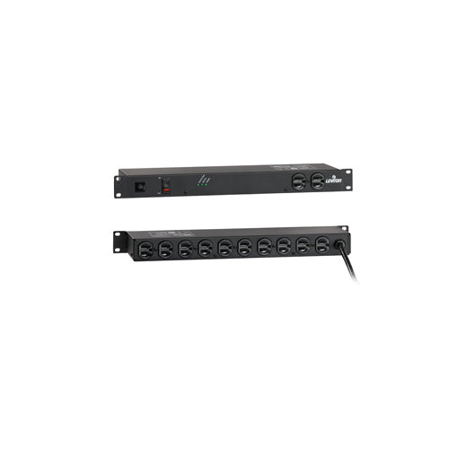Leviton 5500-190, 5500 Series Rack-Mount Power Distribution Unit with Surge Protection, 120 Volt 15 Amp, Switch and 5-15P Plug, Data Sensitive, 1440 Joules, 330V Impulse Clamping, 12 Feet 14-3 SJT Cord Length, Black