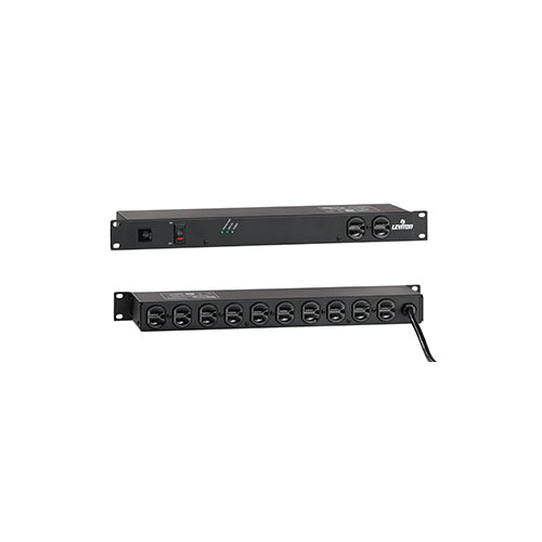 Leviton 5505-190, 5505 Series Rack-Mount Power Distribution Unit with Surge Protection, 120 Volt 15 Amp, Switch and 5-15P Plug, Data Sensitive, 540 Joules, 400V Impulse Clamping, 12 Feet 14-3 SJT Cord Length, Black