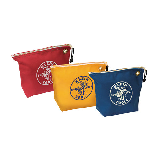 Klein Tools 5539CPAK, Zipper Bags, Assorted Canvas Tool Pouches, 3-Pack