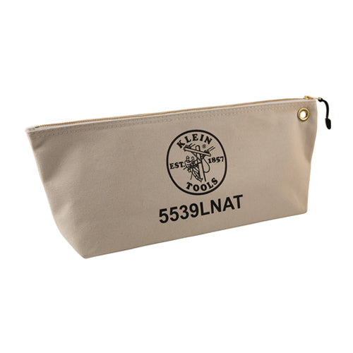 Klein Tools 5539LNAT, Zipper Bag, Large Canvas Tool Pouch, 18-Inch, Natural