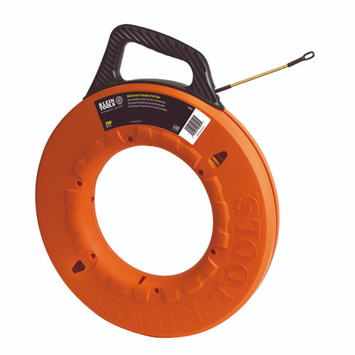 Klein Tools 56059, Multi-Groove Fiberglass Fish Tape with Non-Conductive Leader, 200-Foot