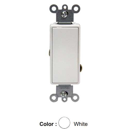 Leviton 5621-CW, Single Pole Decora Plus AC Quiet Rocker Switch, Commercial Specification Grade, 20 Amp, 347 Volt, Canadian, Back and Side Wired, White