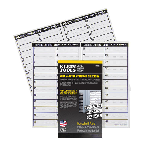 Klein Tools 56255, Wire Markers, Household Electric Panel w/Directory
