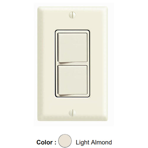 Leviton 5640-T, Decora 3-Way/3-Way AC Combination Switch, Residential Grade, 20 Amp, 120/277 Volt, Grounding, Side Wired, Light Almond