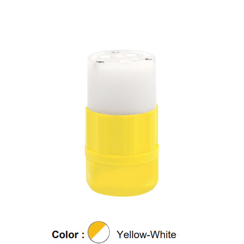 Leviton 5669-CY, Straight Blade Connector, Industrial Grade, 15A 250V, NEMA 6-15R, 2-Pole, 3-Wire, Grounding, Yellow/White