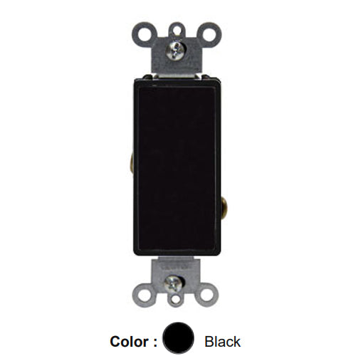 Leviton 5691-CE, Decora Plus Single Pole AC Quiet Rocker Switch, Commercial Specification Grade, 15 Amp, 347 Volt, Canadian, Back and Side Wired, Black