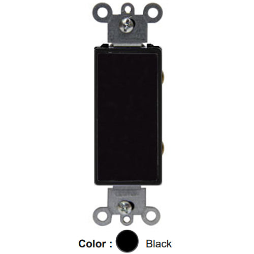 Leviton 5693-CE, Decora Plus 3-Way AC Quiet Rocker Switch, Commercial Specification Grade, 15 Amp, 347 Volt, Canadian, Back and Side Wired, Black