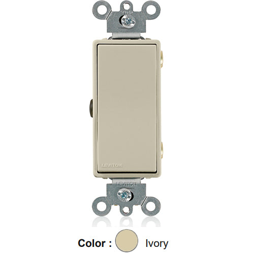 Leviton 5693-CI, Decora Plus 3-Way AC Quiet Rocker Switch, Commercial Specification Grade, 15 Amp, 347 Volt, Canadian, Back and Side Wired, Ivory