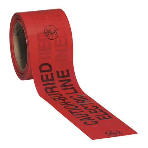 Klein Tools 58003, Caution Tape, Barricade, CAUTION-BURIED ELECTRIC LINE, Red, 1000-Foot