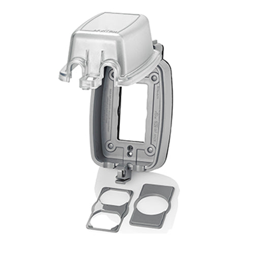 Leviton 5980-UCL, 1-Gang Extra Duty Weatherproof While-In-Use Cover for GFCI/Decora, Includes Adapter Plates for Duplex and Single Receptacle, Vertical Mounting, Lid, Clear