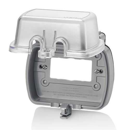 Leviton 5981-CL, 1-Gang Extra Duty While-In-Use Cover for GFCI/Decora, Opening Only, Polycarbonate, Horizontal, Lid, Clear