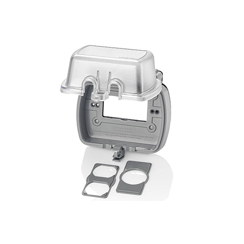 Leviton 5981-UCL, 1-Gang Extra Duty Weatherproof While-In-Use Cover for GFCI/Decora, Includes Adapter Plates for Duplex and Single Receptacle, Horizontal Mounting, Lid, Clear