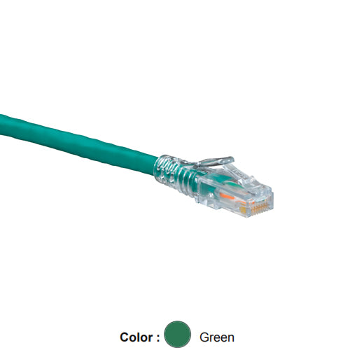 Leviton 5D460-3G, Cat 5e UTP SlimLine Boot Patch Cord, 3 ft (0.9 m), Green
