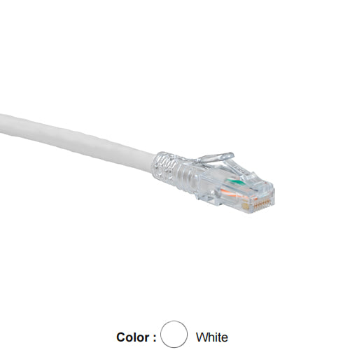 Leviton 5D460-3W, Cat 5e UTP SlimLine Boot Patch Cord, 3 ft (0.9 m), White