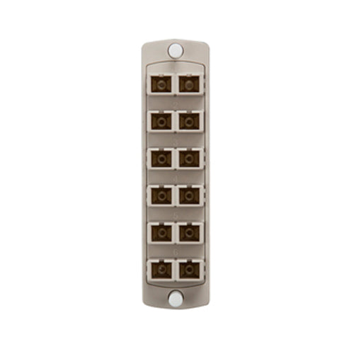 Leviton 5F100-2IC, SDX Precision Molded Fiber Adapter Plate, 12-Fiber, OM1, Duplex SC (Beige), Zirconia Ceramic Sleeve