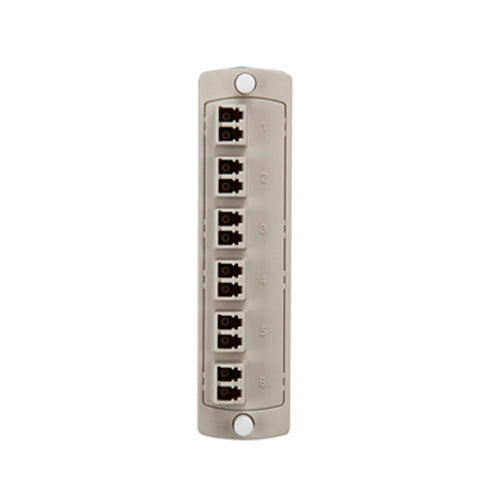 Leviton 5F100-2IL, SDX Precision Molded Fiber Adapter Plate, 12-Fiber, OM1, Duplex LC (Beige), Zirconia Ceramic Sleeve