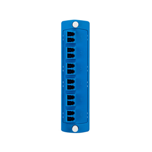 Leviton 5F100-2LL, SDX Precision Molded Fiber Adapter Plate, 12-Fiber, OS2, Duplex LC (Blue), Zirconia Ceramic Sleeve