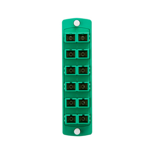 Leviton 5F100-2VC, SDX Precision Molded Fiber Adapter Plate, 12-Fiber, OS2, Duplex SC/APC (Green), Zirconia Ceramic Sleeve
