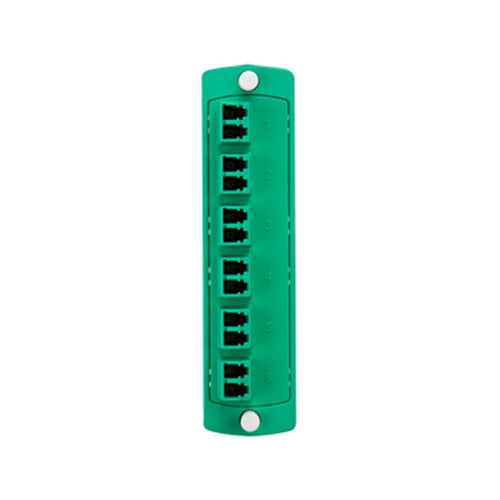 Leviton 5F100-2VL, SDX Precision Molded Fiber Adapter Plate, 12-Fiber, OS2, Duplex LC/APC (Green), Zirconia Ceramic Sleeve