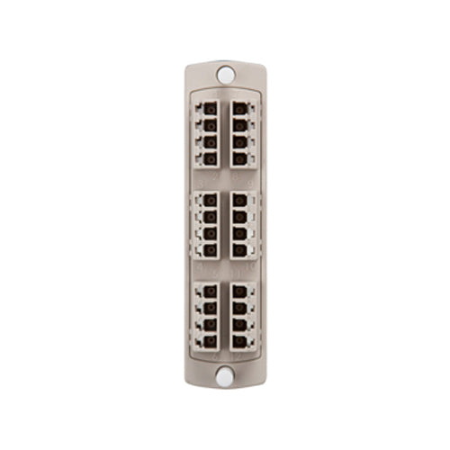 Leviton 5F100-4IL, SDX Precision Molded Fiber Adapter Plate, 24-Fiber, OM1, Quad LC (Beige), Zirconia Ceramic Sleeve