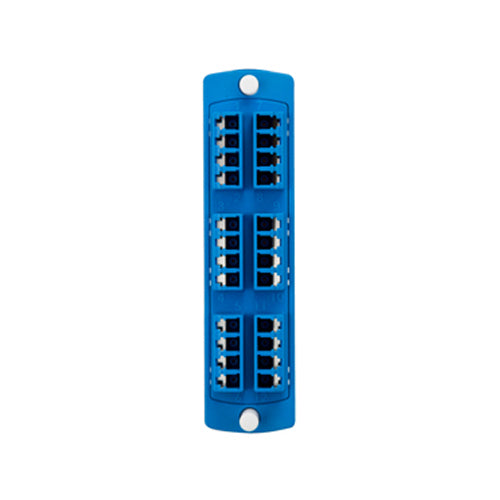 Leviton 5F100-4LL, SDX Precision Molded Fiber Adapter Plate, 24-Fiber, OS2, Quad LC (Blue), Zirconia Ceramic Sleeve