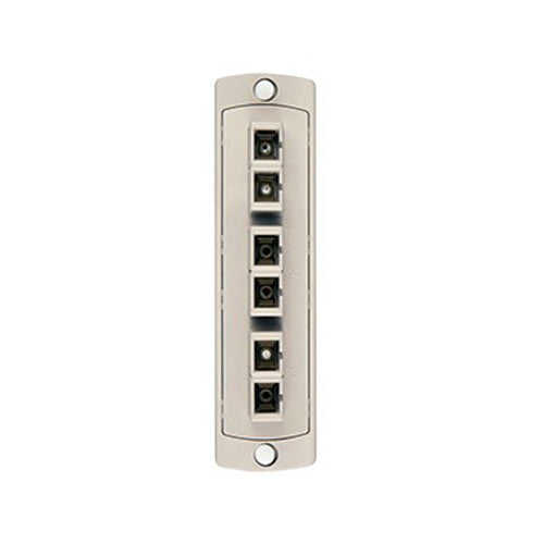 Leviton 5F100-6IC, SDX Precision Molded Fiber Adapter Plate, 6-Fiber, OM1, Duplex SC (Beige), Zirconia Ceramic Sleeve