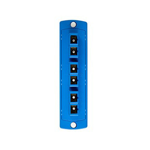 Leviton 5F100-6LC, SDX Precision Molded Fiber Adapter Plate, 6-Fiber, OS2, Duplex SC (Blue), Zirconia Ceramic Sleeve