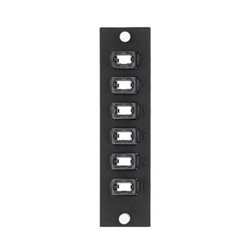 Leviton 5F100-6MP, SDX Fiber Adapter Plate, Metal, 6 Simplex MPO, Key Up/Key Down, Black