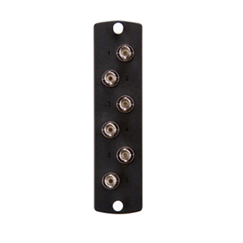 Leviton 5F100-6MT, SDX Precision Molded Fiber Adapter Plate, 6-Fiber, ST MM/SM (Black), Zirconia Ceramic Sleeve