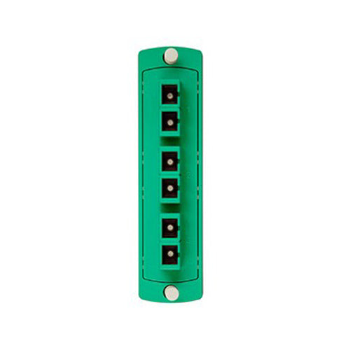 Leviton 5F100-6VC, SDX Precision Molded Fiber Adapter Plate, 6-Fiber, OS2, Duplex SC/APC (Green), Zirconia Ceramic Sleeve