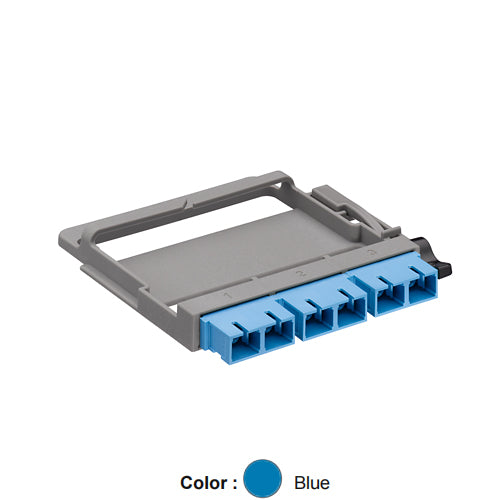 Leviton 5FUHD-6LC, HDX Fiber Optic Adapter Plate, OS2, Duplex SC (Blue), 6 Fibers, Zirconia Ceramic Sleeve