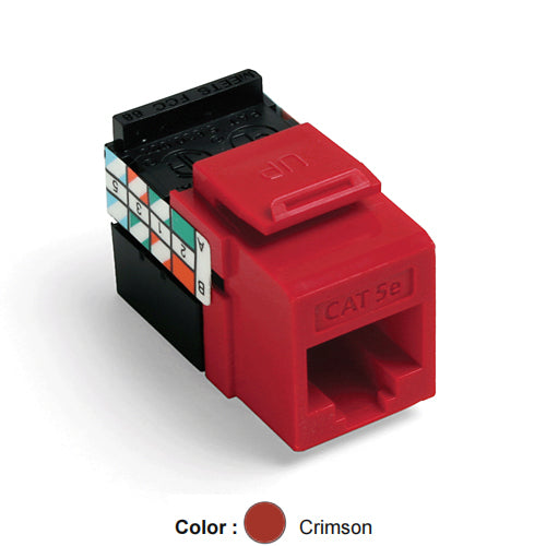 Leviton 5G108-RC5, GIGAMAX Cat 5e UTP Quickport Jack, Crimson