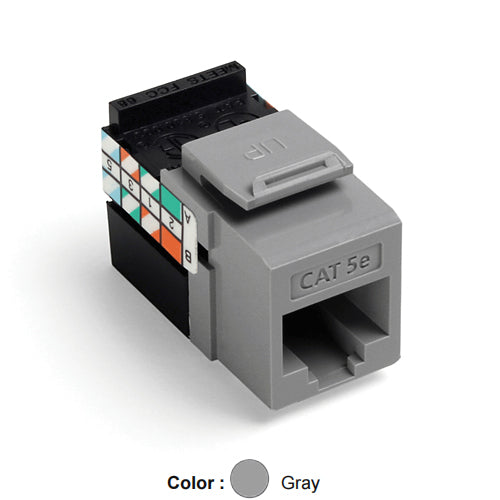 Leviton 5G108-RG5, GIGAMAX Cat 5e UTP Quickport Jack, Gray