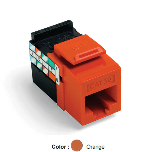 Leviton 5G108-RO5, GIGAMAX Cat 5e UTP Quickport Jack, Orange