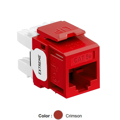 Leviton 5G110-RC5, EXTREME Cat 5e UTP Quickport Jack, Crimson