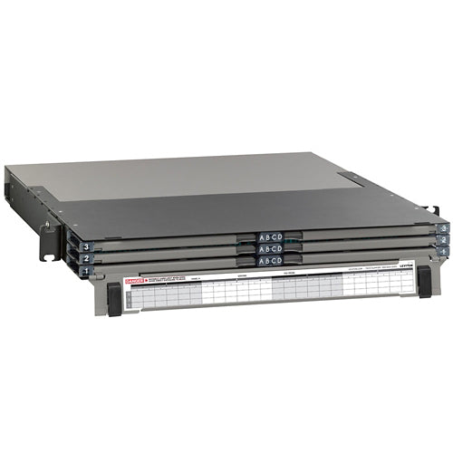 Leviton 5R1UD-S12, OPT-X UHDX Fiber Rack-Mount Enclosure with Sliding Trays, 1RU, Empty, Accepts up to (12) HDX Components