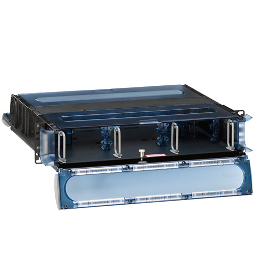 Leviton 5R2UH-S06, 2000i SDX 2RU Fiber Rack-Mount Enclosure with Sliding Tray, Empty, Accepts up to (6) SDX Adapter Plates and Splice Trays or (6) SDX MTP Cassettes, Black