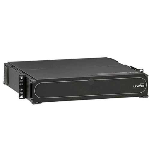 Leviton 5R2UM-S06, 1000i SDX 2RU Rack-Mount Enclosure with Sliding Tray, Empty, Accepts up to (6) SDX Adapter Plates and (6) Splice Trays or (6) SDX MTP Cassettes, Black